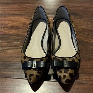 Cole Haan Leopard Print Flats with Black Bow